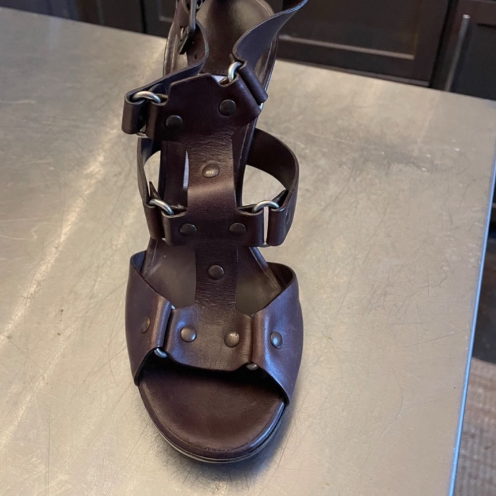 Jimmy Choo Dark Brown Strappy Heels - Picture 3 of 10